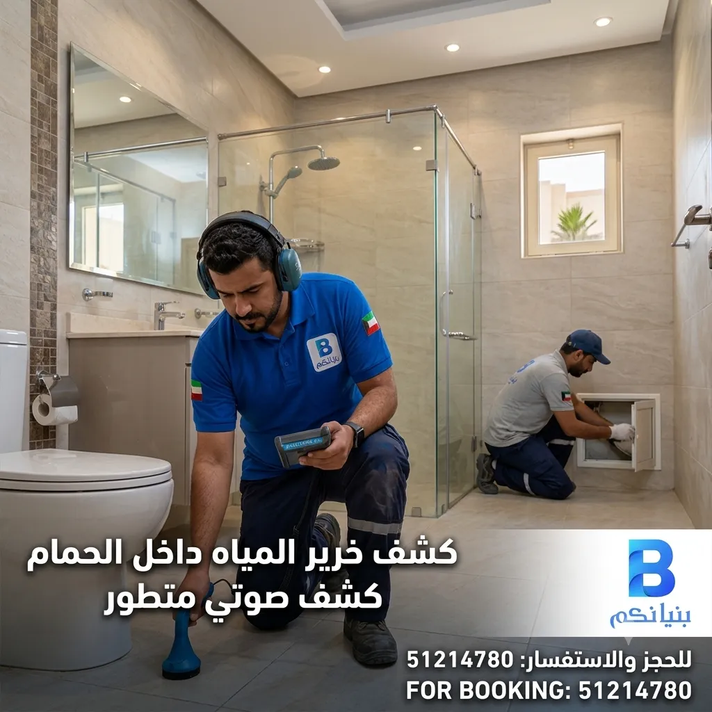 كشف خرير المياه في الحمامات بالكويت باستخدام أجهزة حديثة بدون تكسير