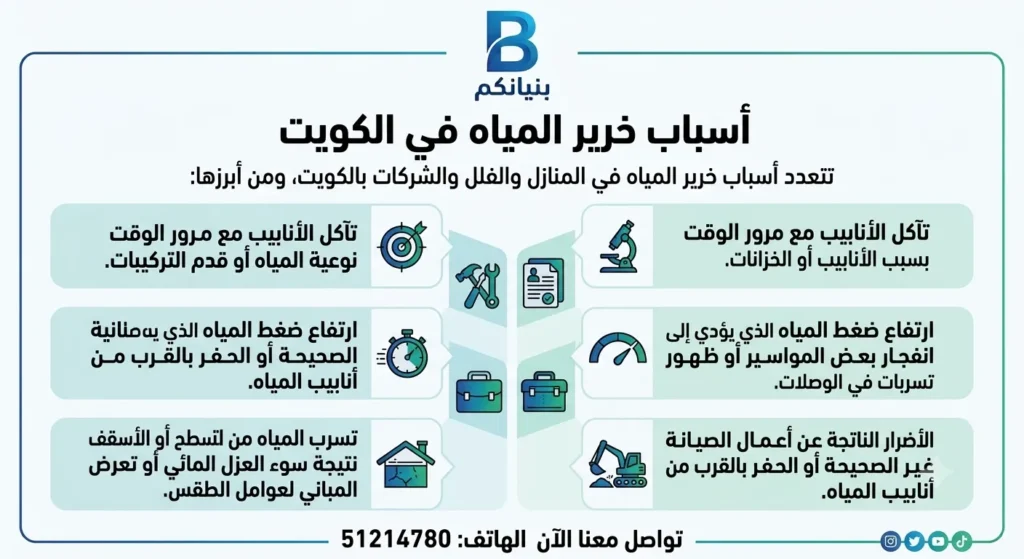 أسباب خرير المياه في الكويت
